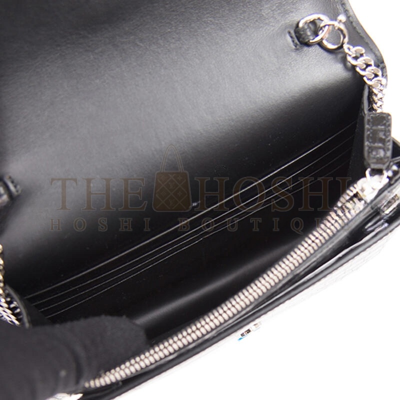 Y51 SUNSET TOP HANDLE IN CROCODILE-EMBOSSED SHINY LEATHER 533026DND1N1000 (19*14*5.5cm) Master Quality